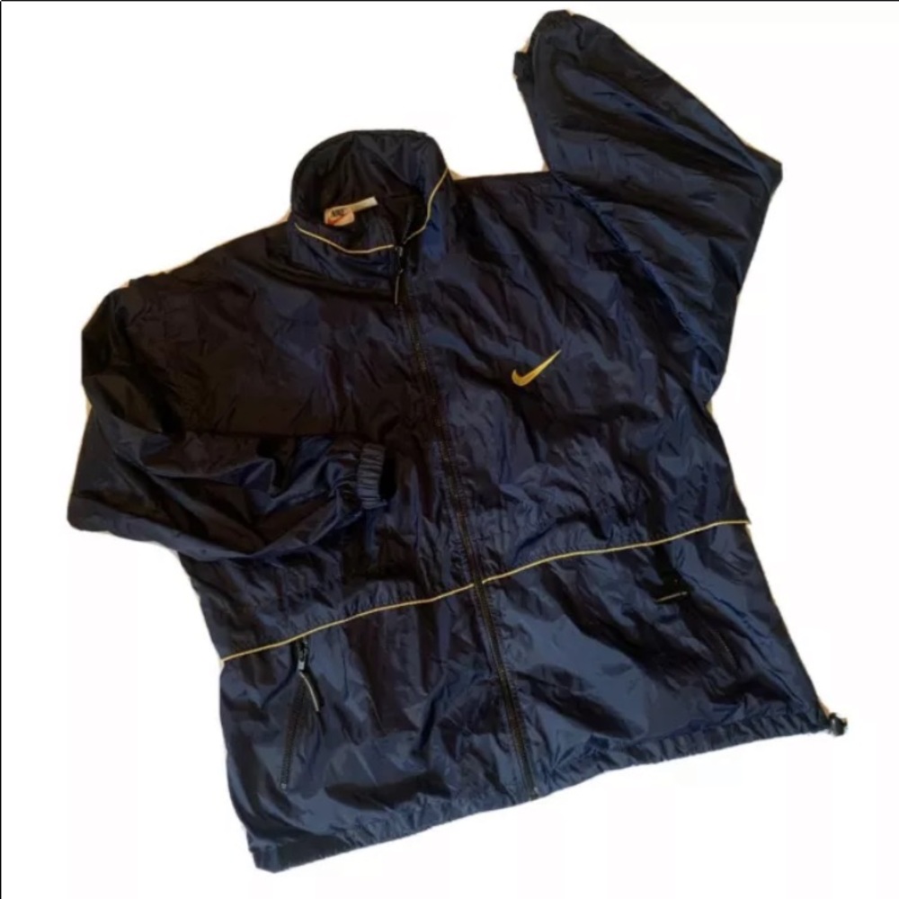 Vintage Nike White Label Navy yellow Windbreaker adult medium